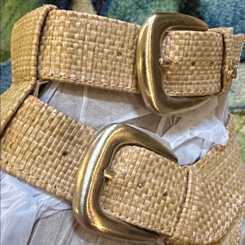 New Sam Edelman Beige Woven Gladiator Sandals NWT - Picture 15 of 16
